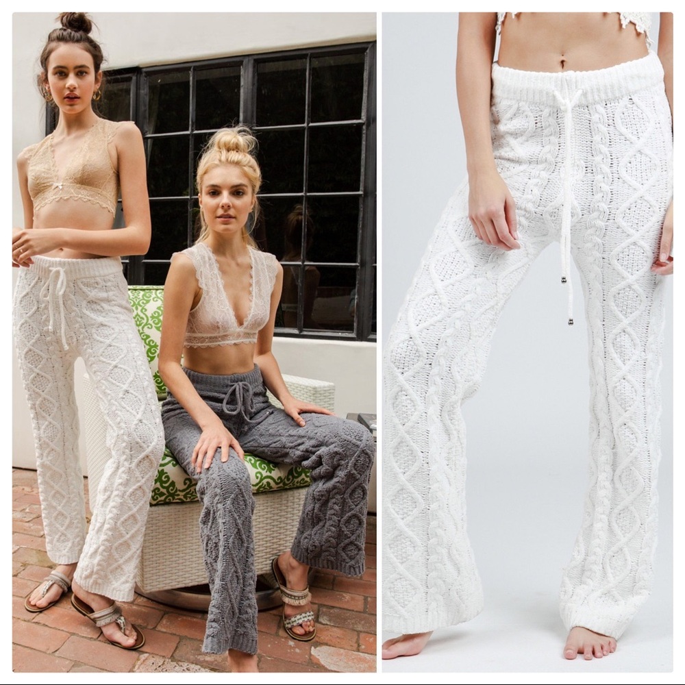 Luxury Chenille Cable Knit Lounge Pants - Picture 9 of 12